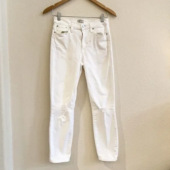 J Crew White Jeans Womens Size‎ 27 Blue Lookout High Rise Skinny Distressed - Picture 6 of 9